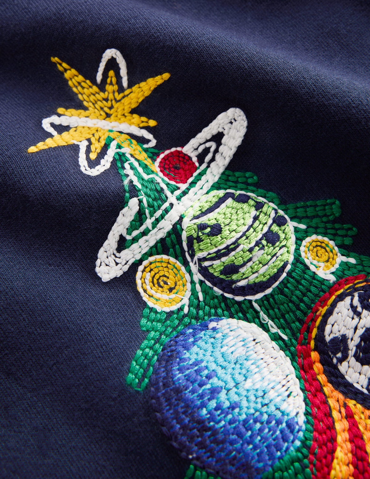 Im Dunkeln leuchtendes T-Shirt mit Superstitch-Sonne Weihnachtsbaum-4
