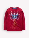 Im Dunkeln leuchtendes T-Shirt mit Superstitch-Kastanie Drache