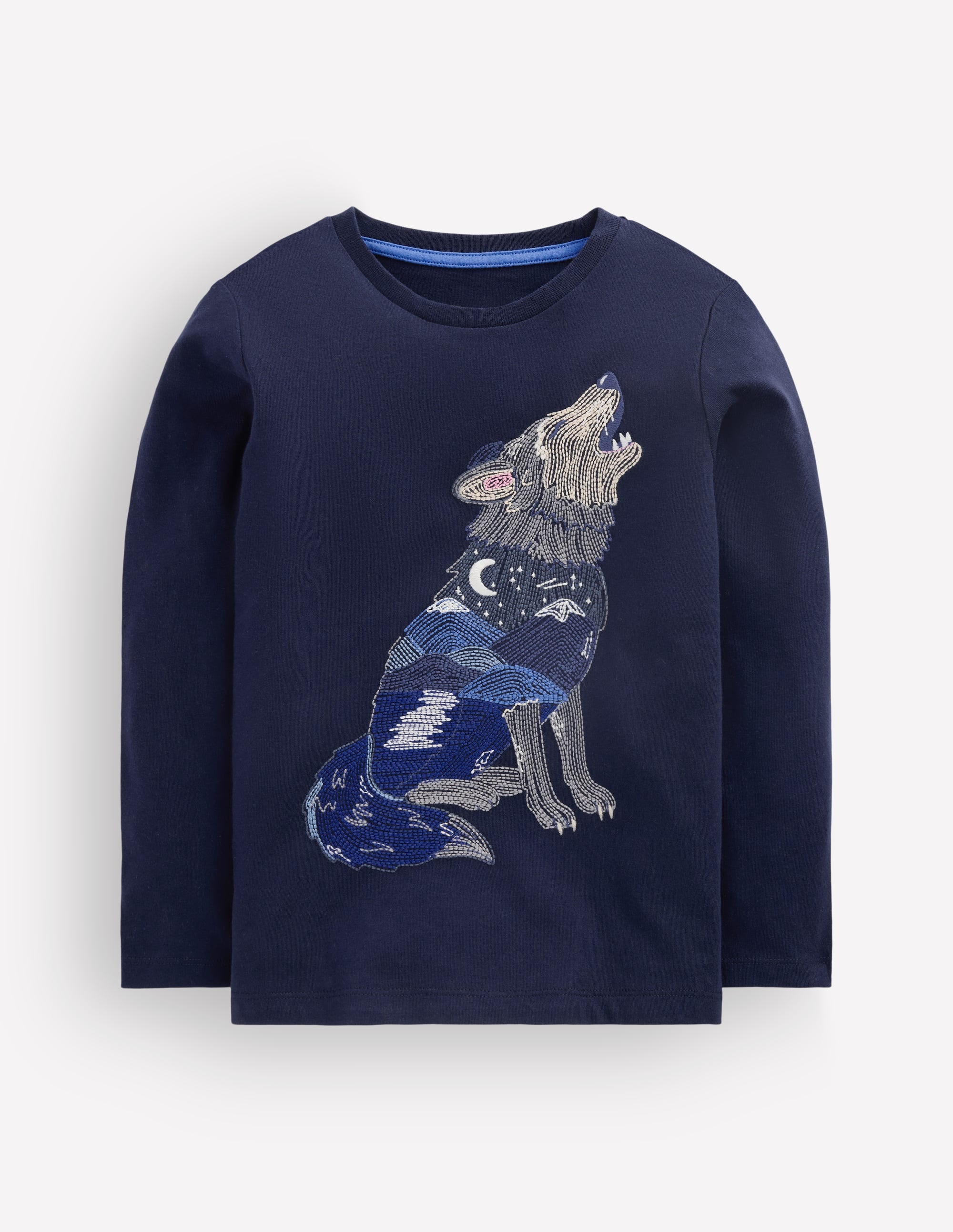 Glow Superstitch T-shirt-French Navy Scenic Wolf - Image 3