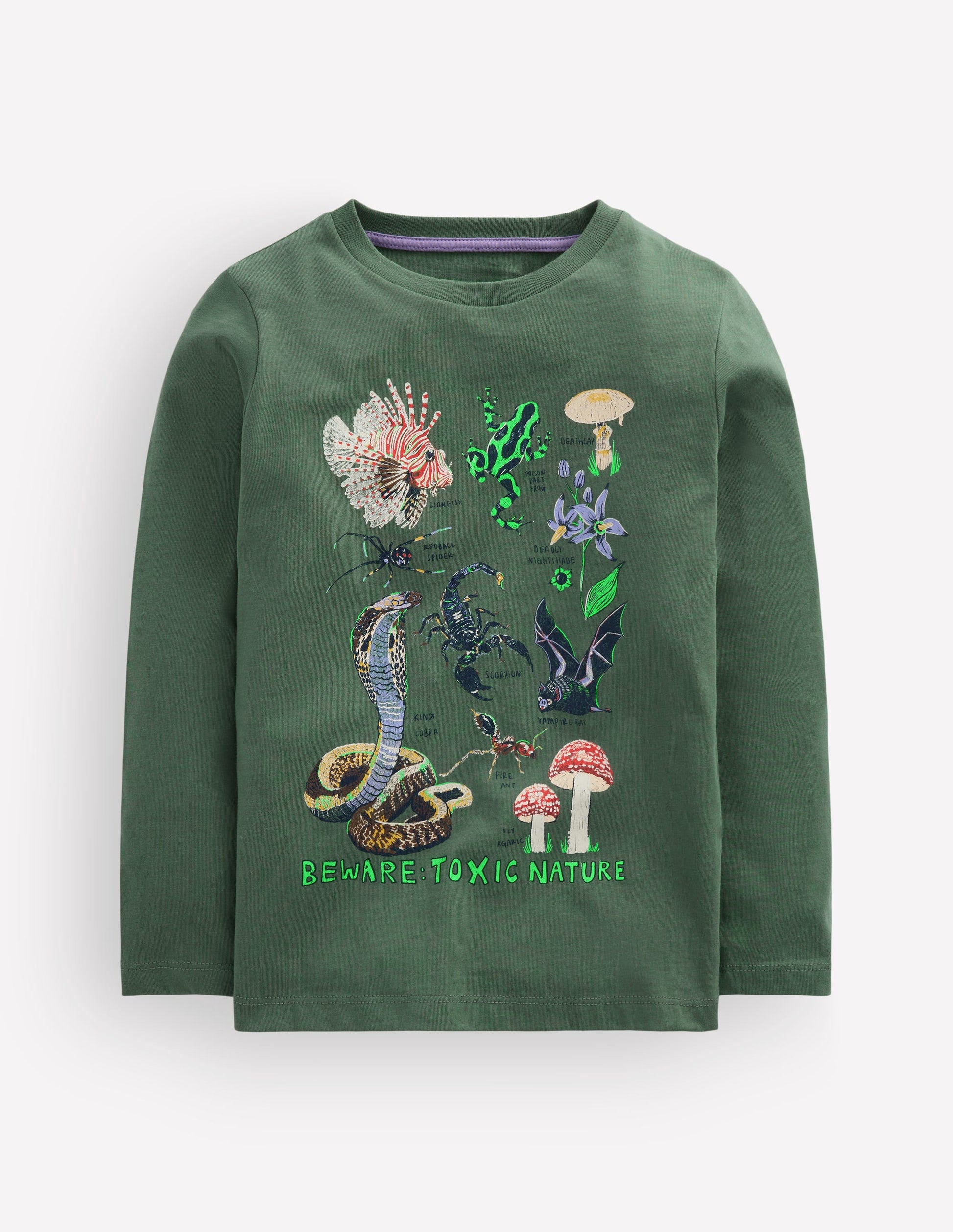 Im Dunkeln leuchtendes Langarmshirt-Flaschengrün, Toxic Nature-3