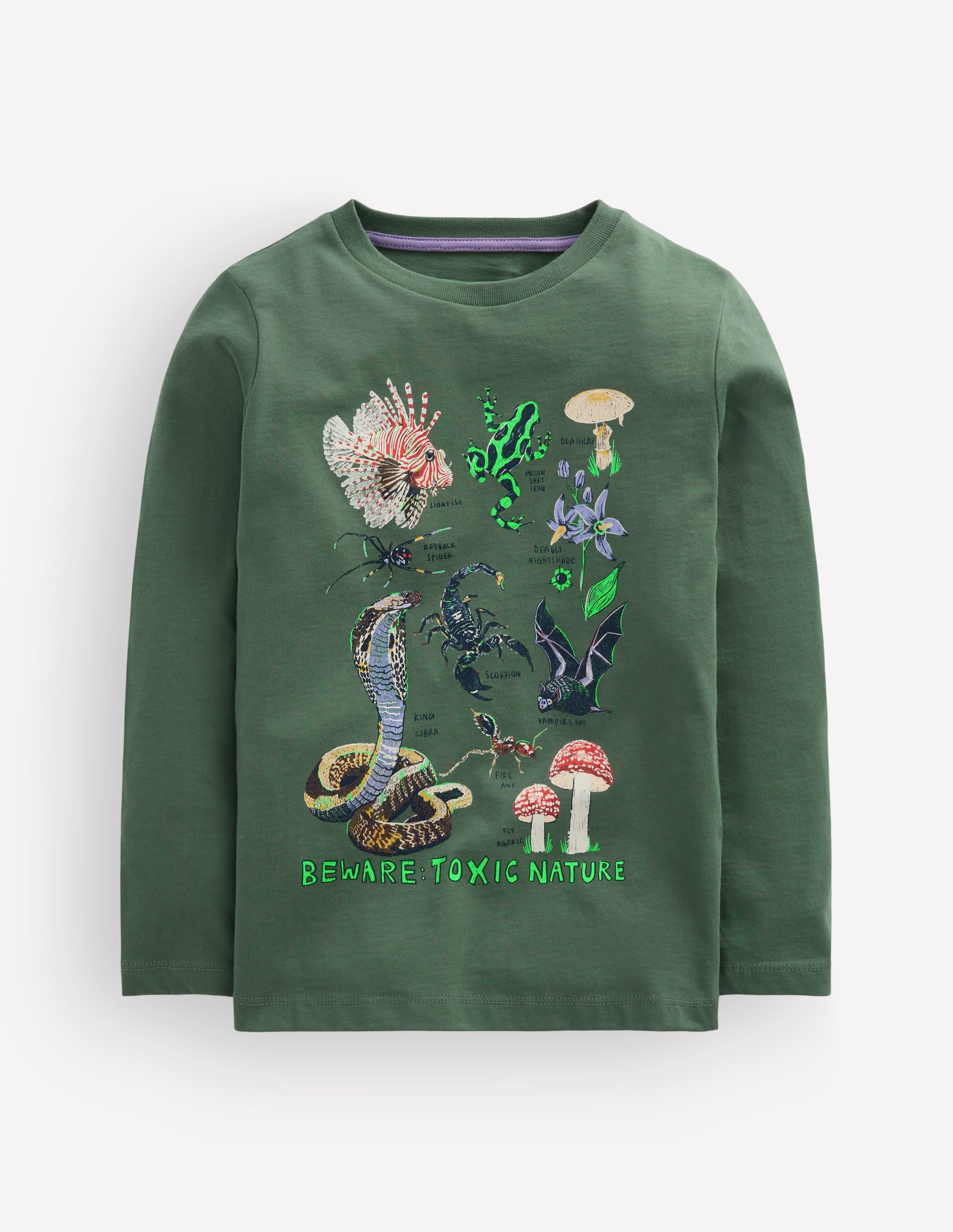 Im Dunkeln leuchtendes Langarmshirt-Flaschengrün, Toxic Nature - Image 3