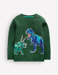 Im Dunkeln leuchtendes Langarmshirt-Jägergrün Dinosaurier