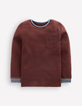 Kuscheliges, mittelschweres Langarmshirt-Waldbraun/Gletscherblau