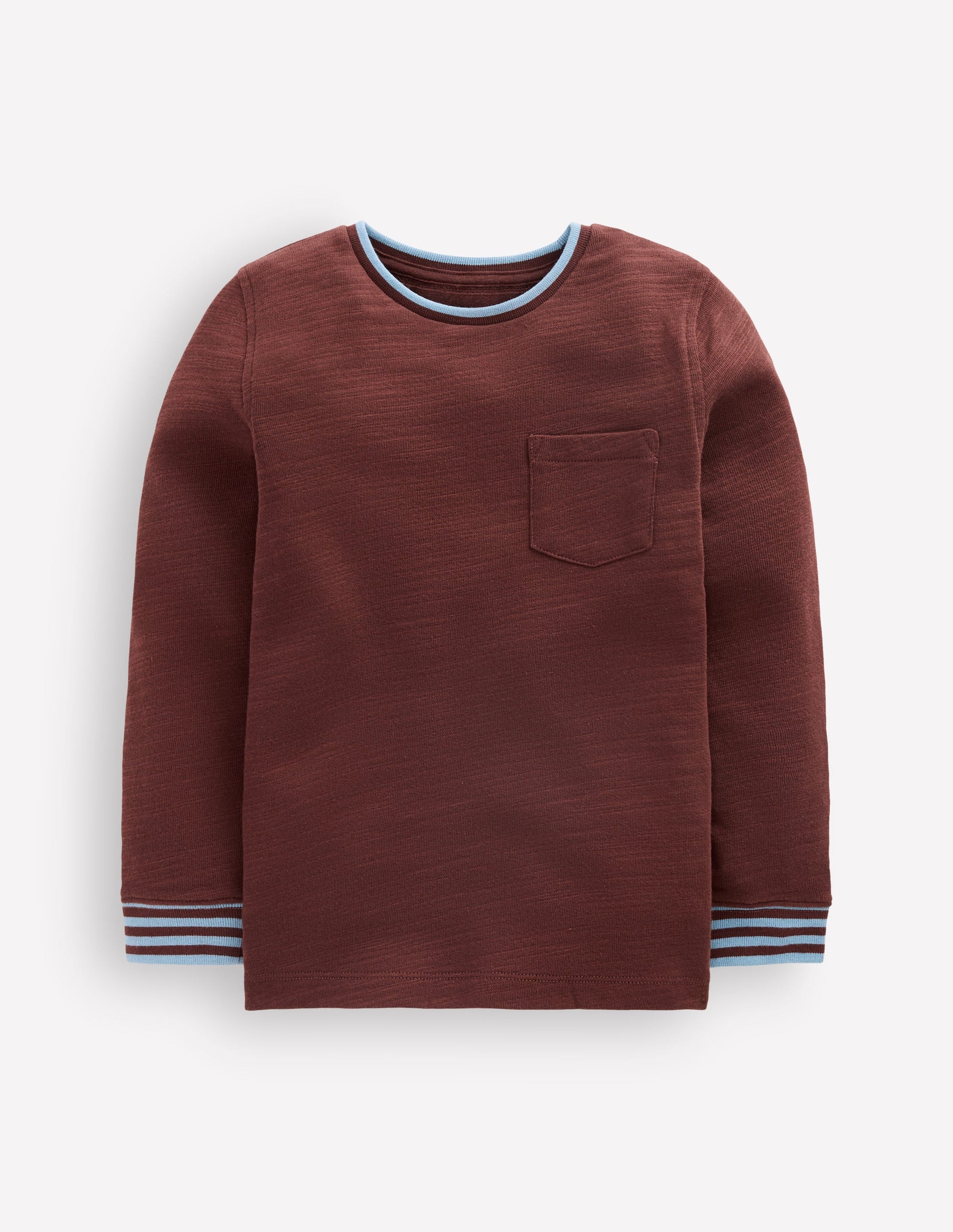 Kuscheliges, mittelschweres Langarmshirt-Waldbraun/Gletscherblau-1