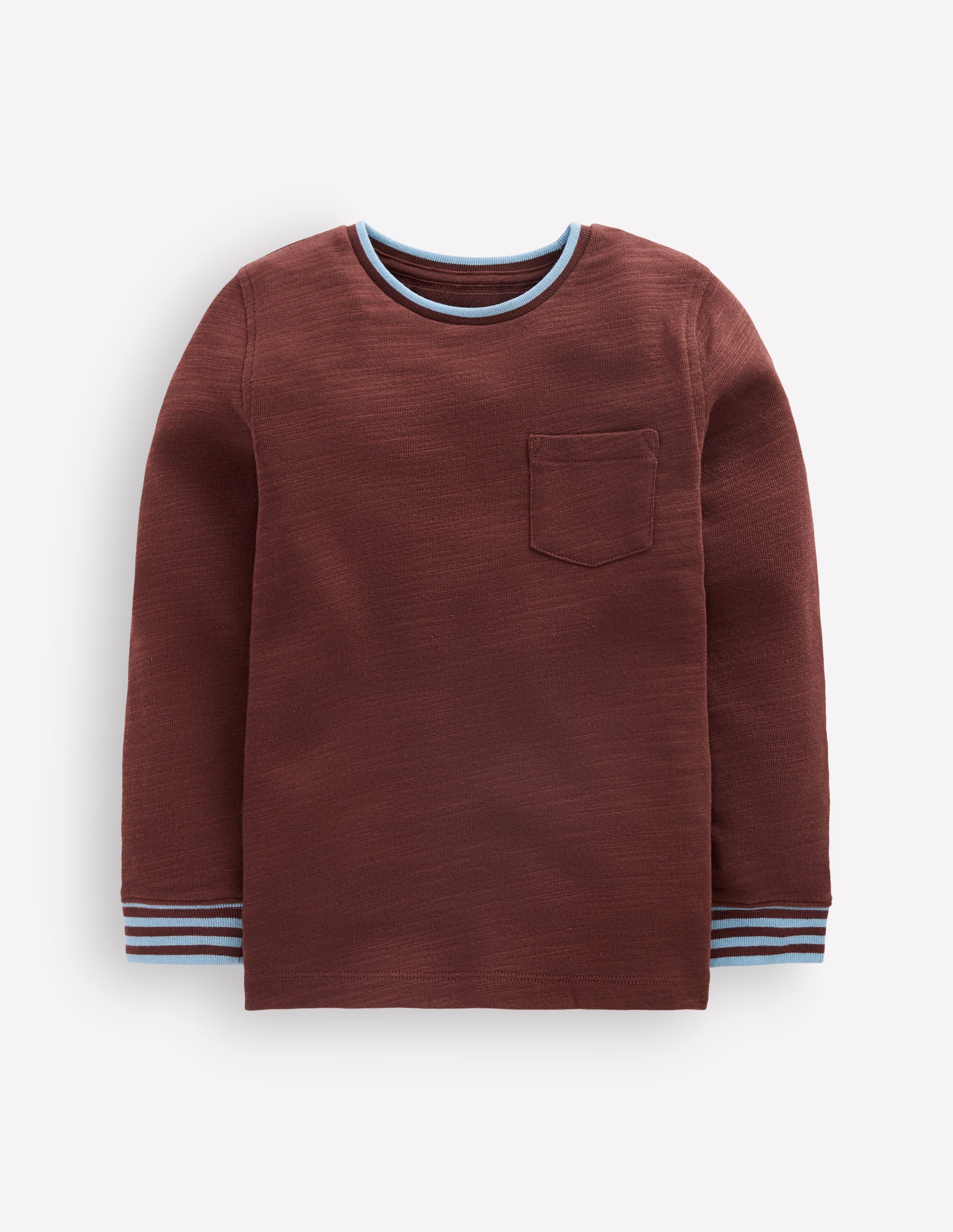 Kuscheliges, mittelschweres Langarmshirt-Waldbraun/Gletscherblau - Image 1