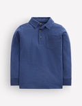 Langärmliges Poloshirt aus Flammgarn-Denim-Blau
