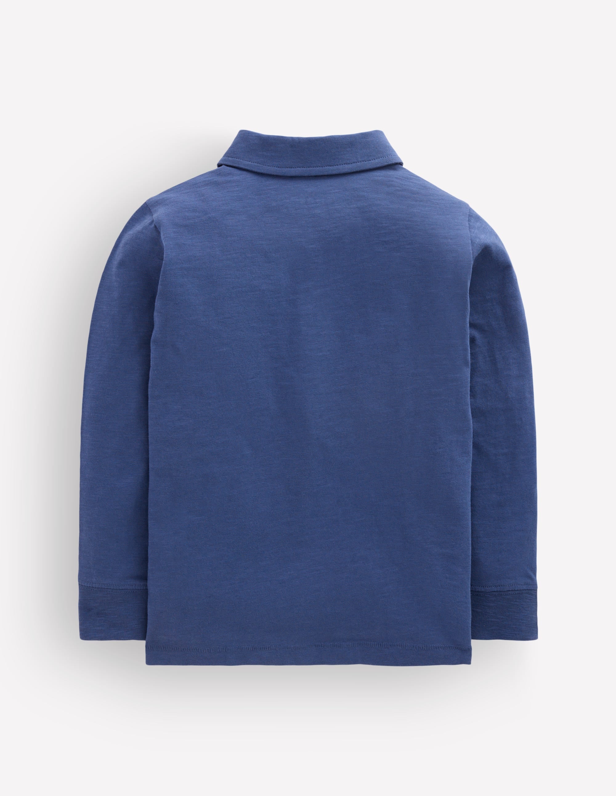 Langärmliges Poloshirt aus Flammgarn-Denim-Blau - Image 2