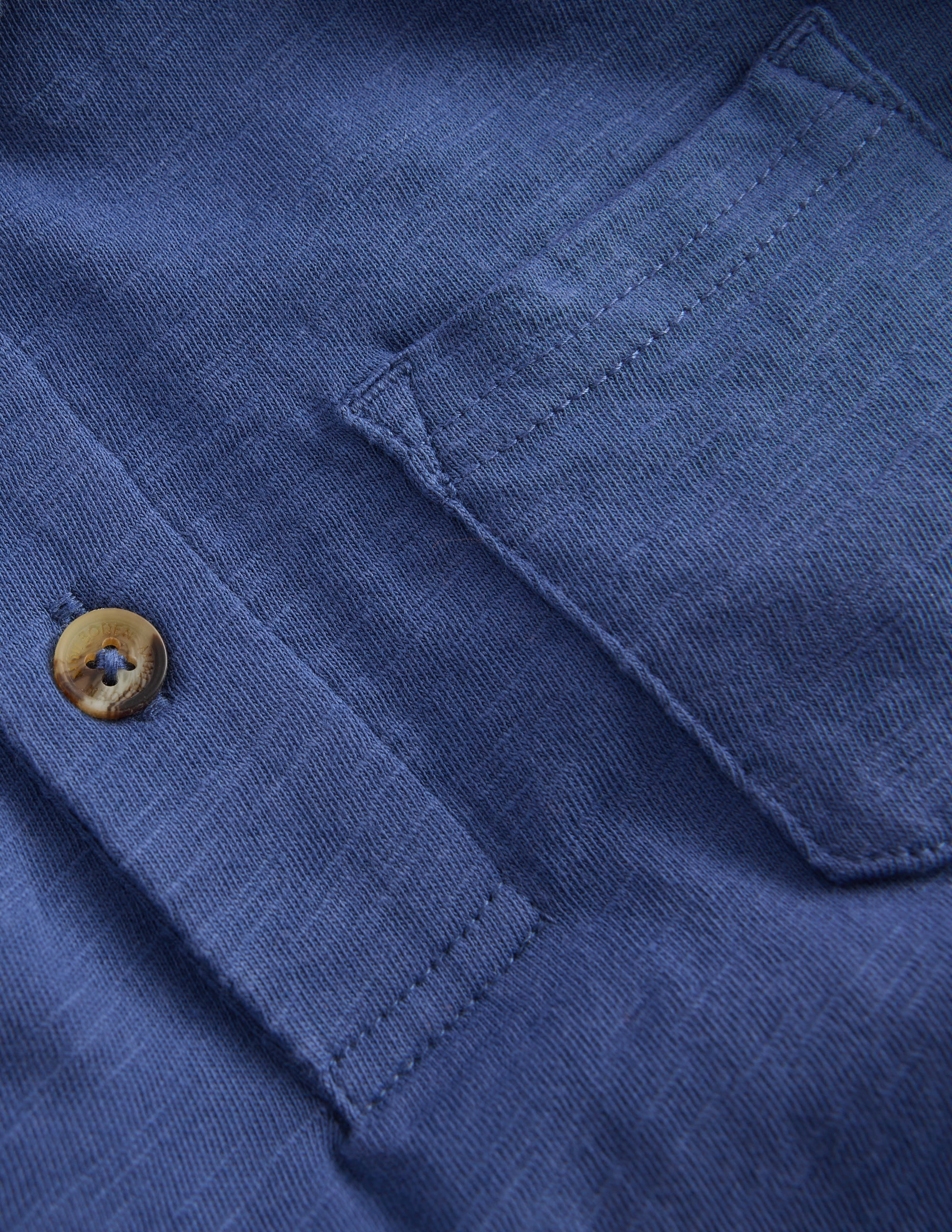 Langärmliges Poloshirt aus Flammgarn-Denim-Blau - Image 3