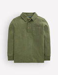 Long Sleeve Slub Polo-Green Marl