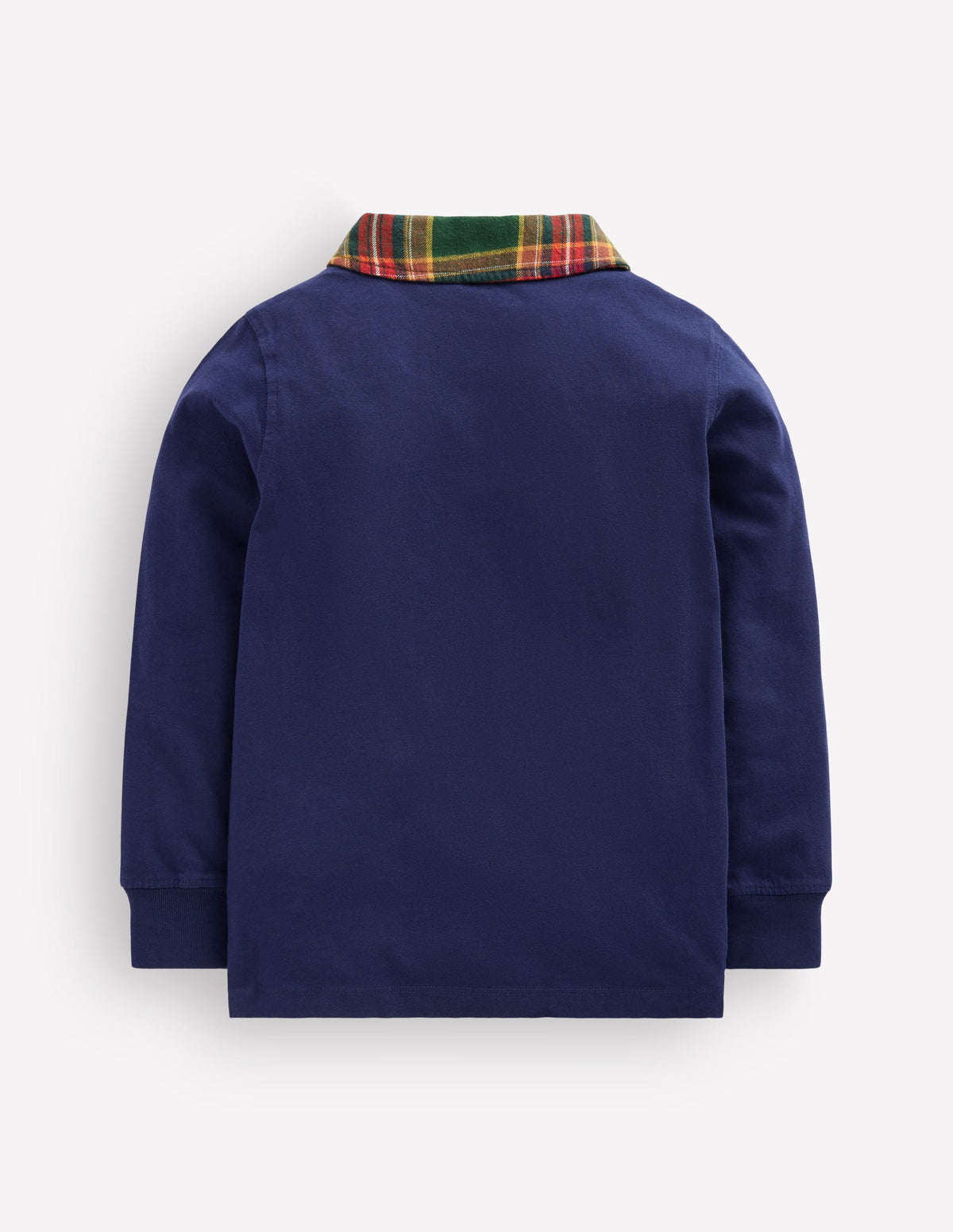 Langärmliges, elegantes Polohemd-Schuluniform-Navy/Grün, Kariert-2