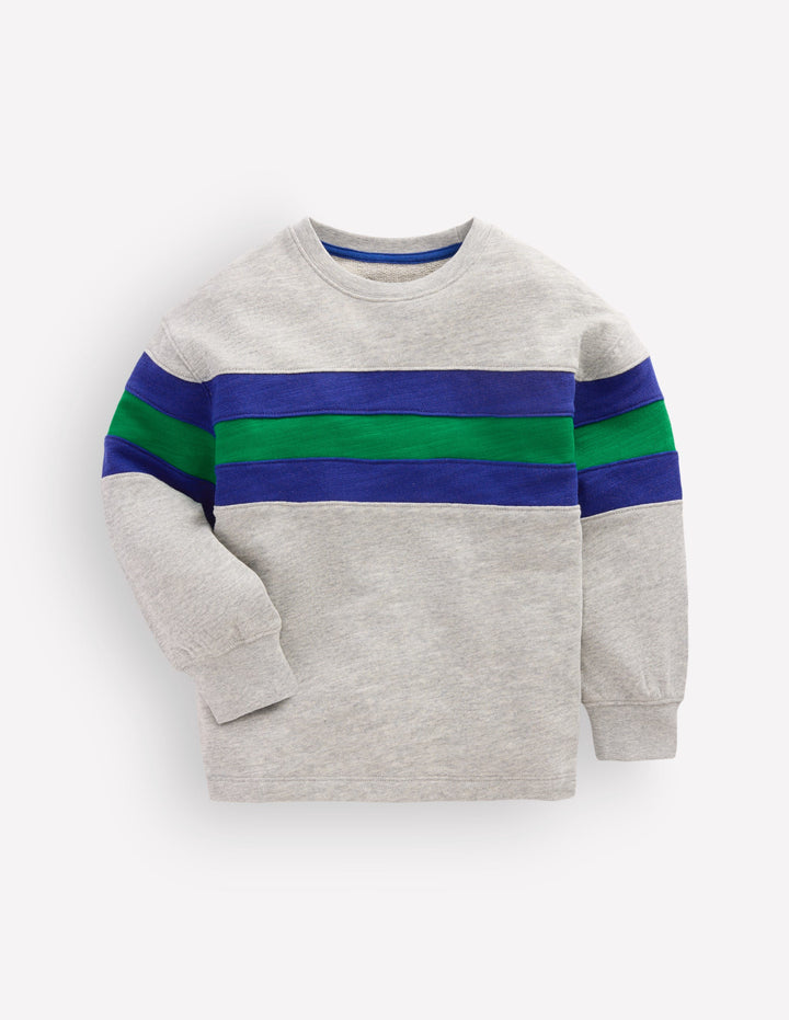 Lässiges, mittelschweres Langarmshirt-Grau Meliert