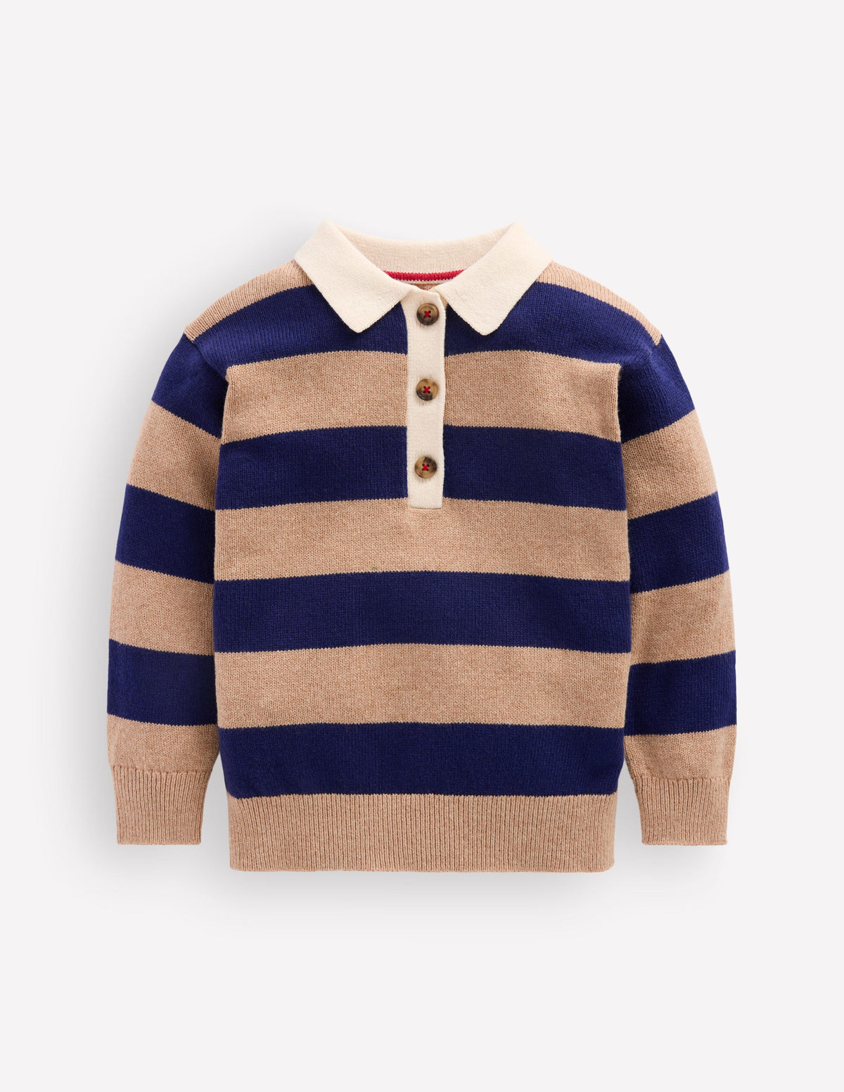 Rugby-Strickpullover-Blau/Braun, Gestreift - Image 1