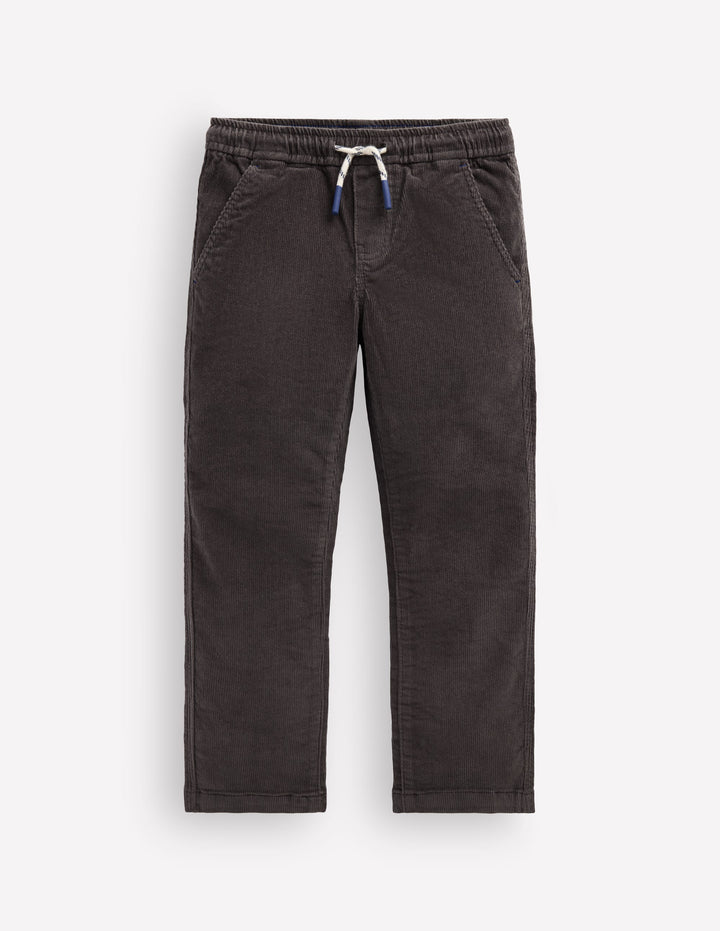 Schmal geschnittene Hose zum Hineinschlüpfen-Grau Cord