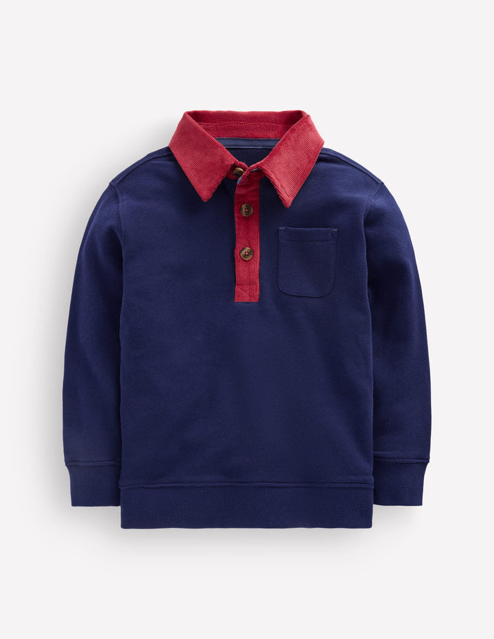 Sweatshirt mit elegantem Kragen-Schuluniform-Marineblau