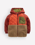 Steppjacke mit Teddyfell-Rostrot Mix