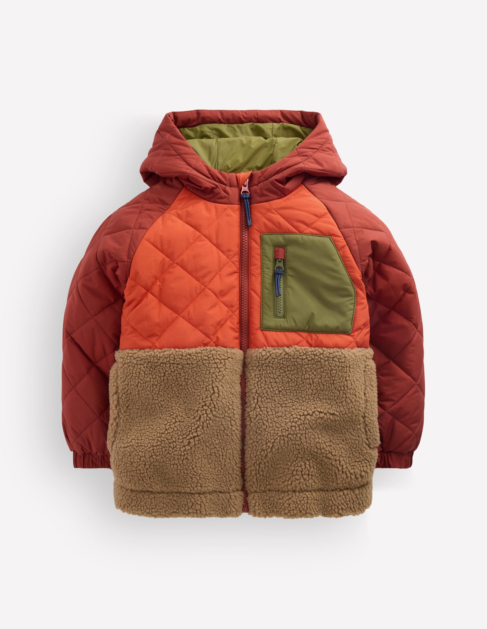Steppjacke mit Teddyfell-Rostrot Mix - Image 1