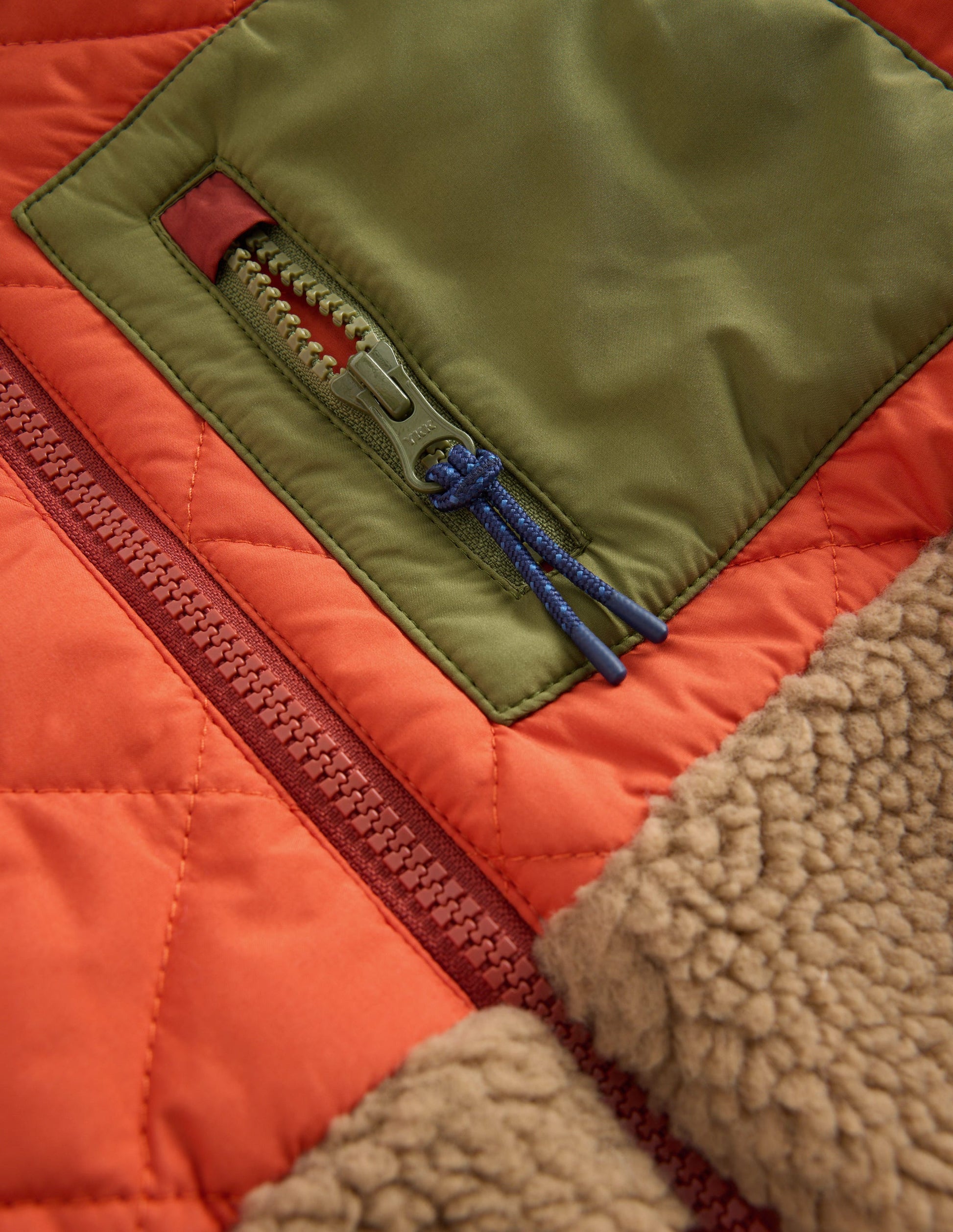 Steppjacke mit Teddyfell-Rostrot Mix-3