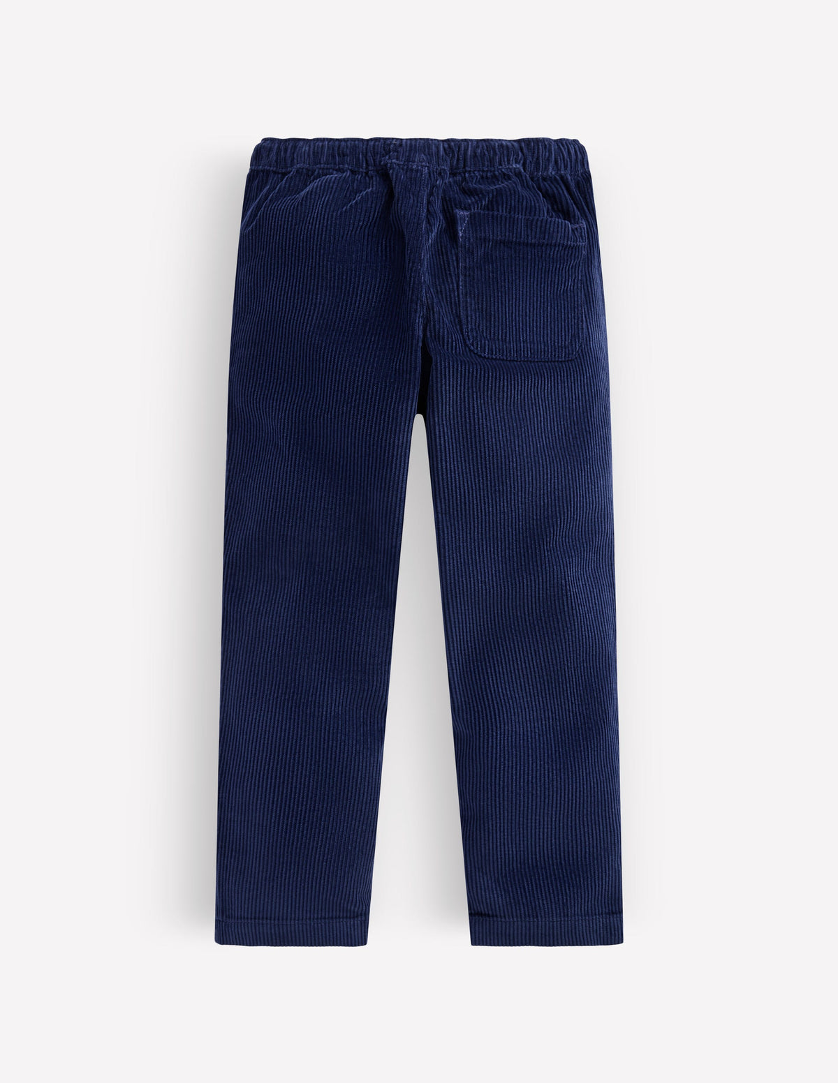 Pantalon droit en velours côtelé simple-Bleu marine - Image 2