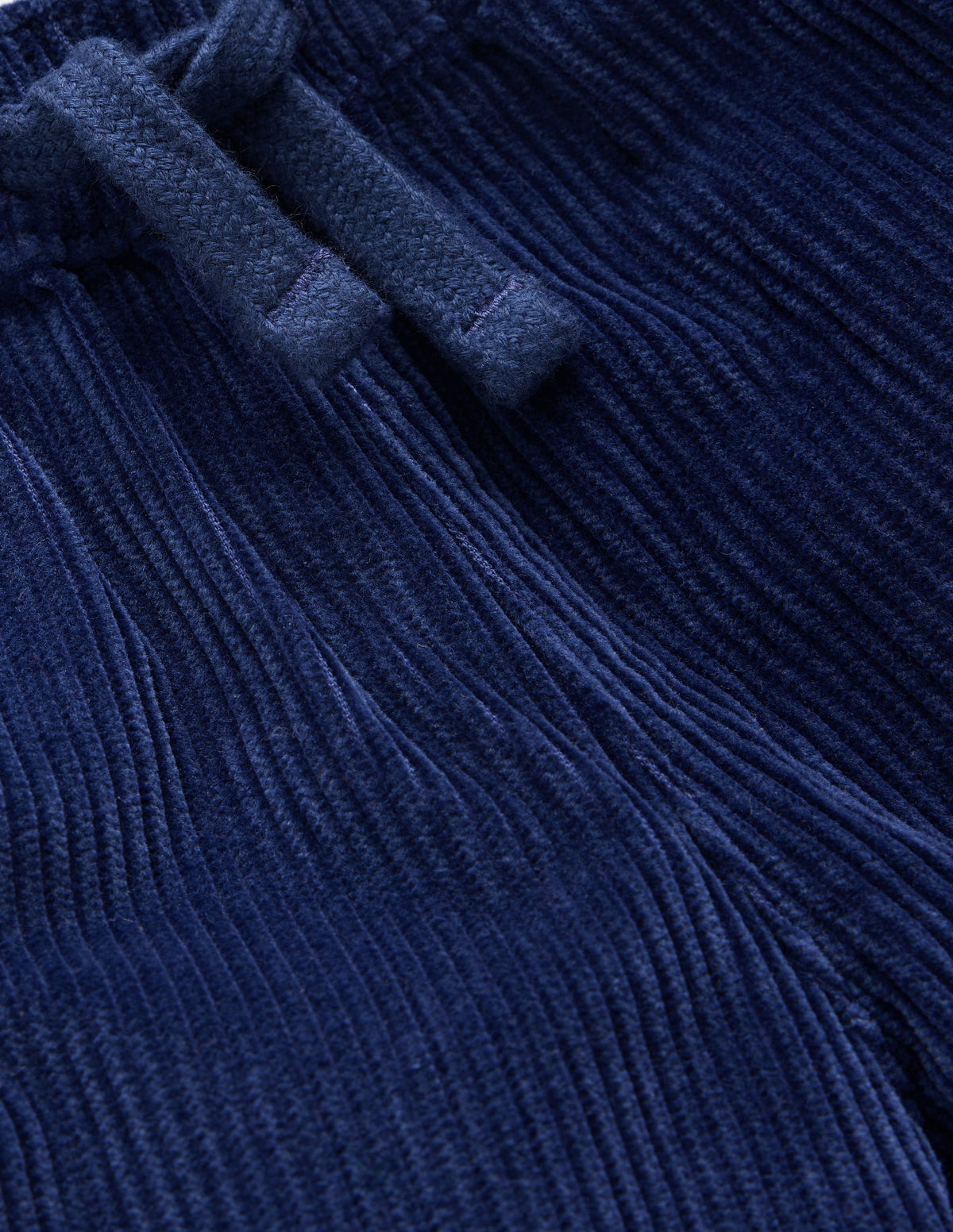 Pantalon droit en velours côtelé simple-Bleu marine - Image 3