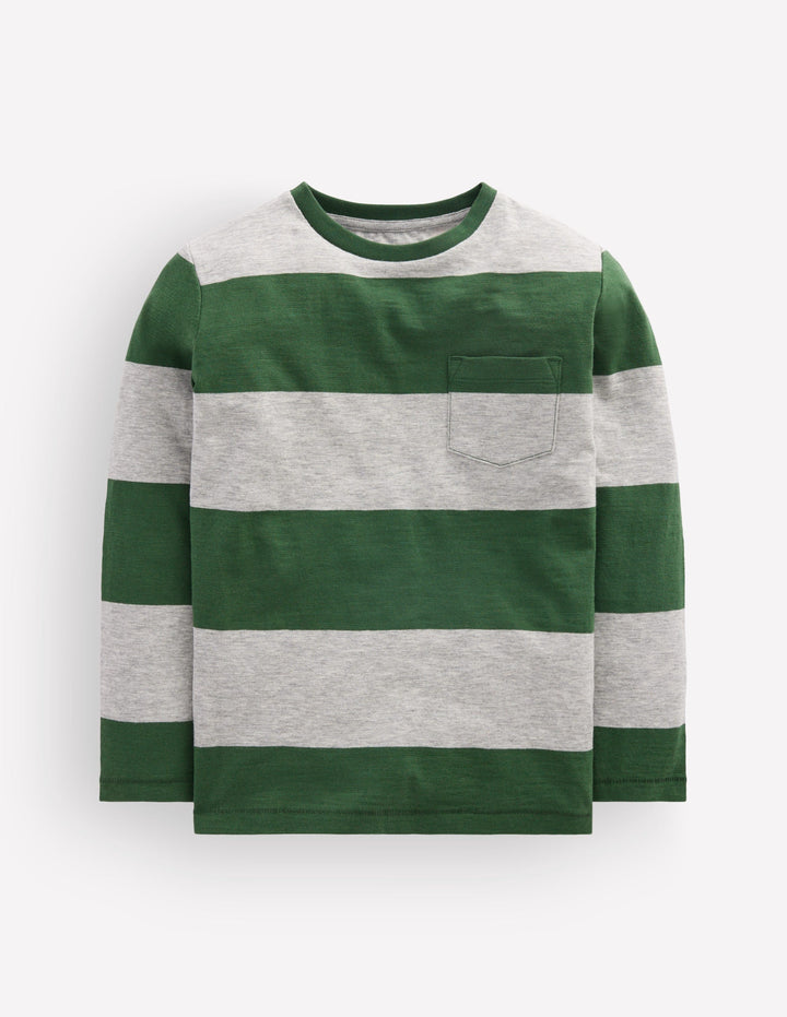 Langärmliges T-Shirt für den Alltag-Jägergrün/Grau Meliert