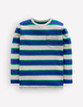 Langärmliges T-Shirt für den Alltag-Grau Meliert/Blau/Grün