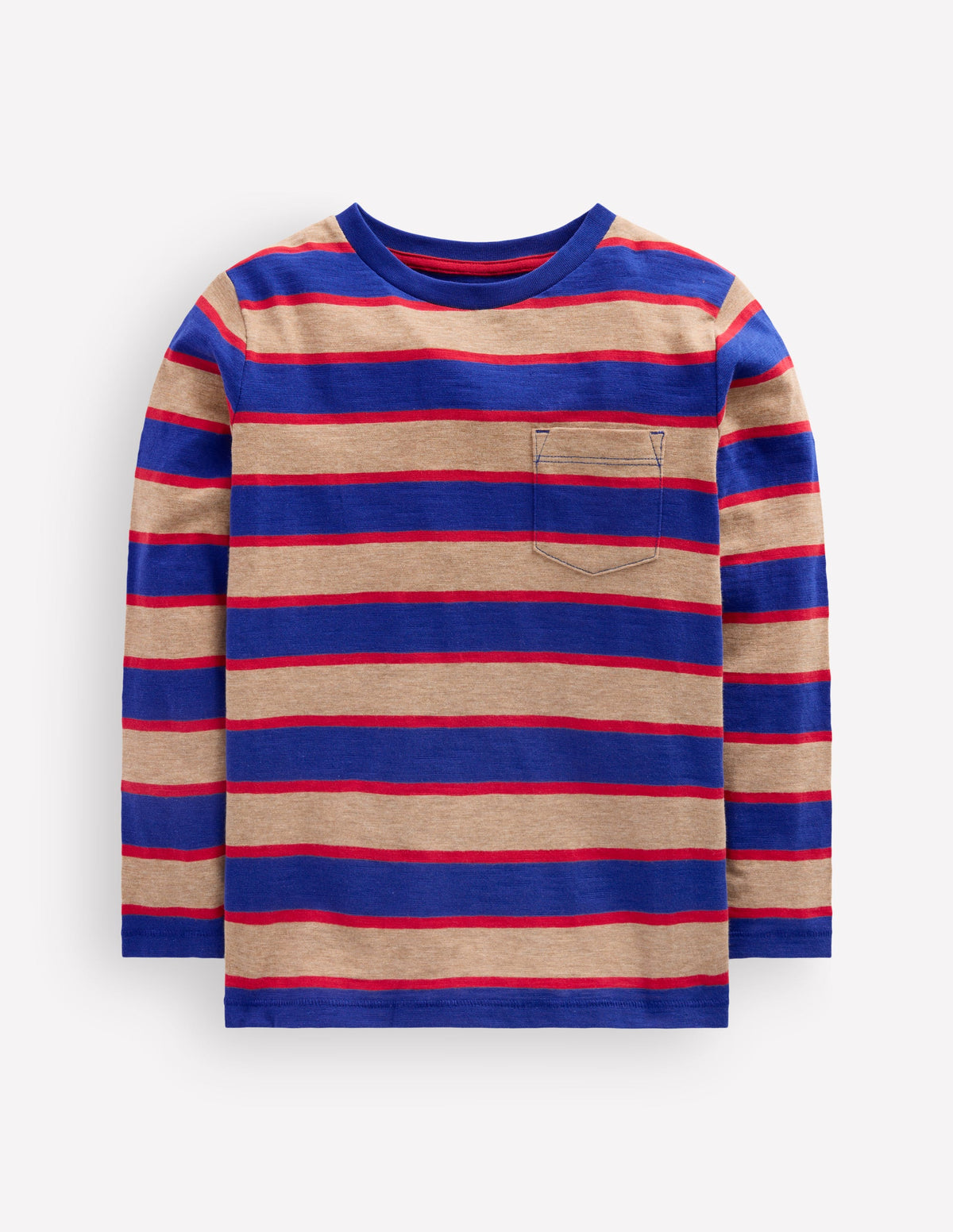 Langärmliges T-Shirt für den Alltag-Braun/Blau/Rot - Image 1