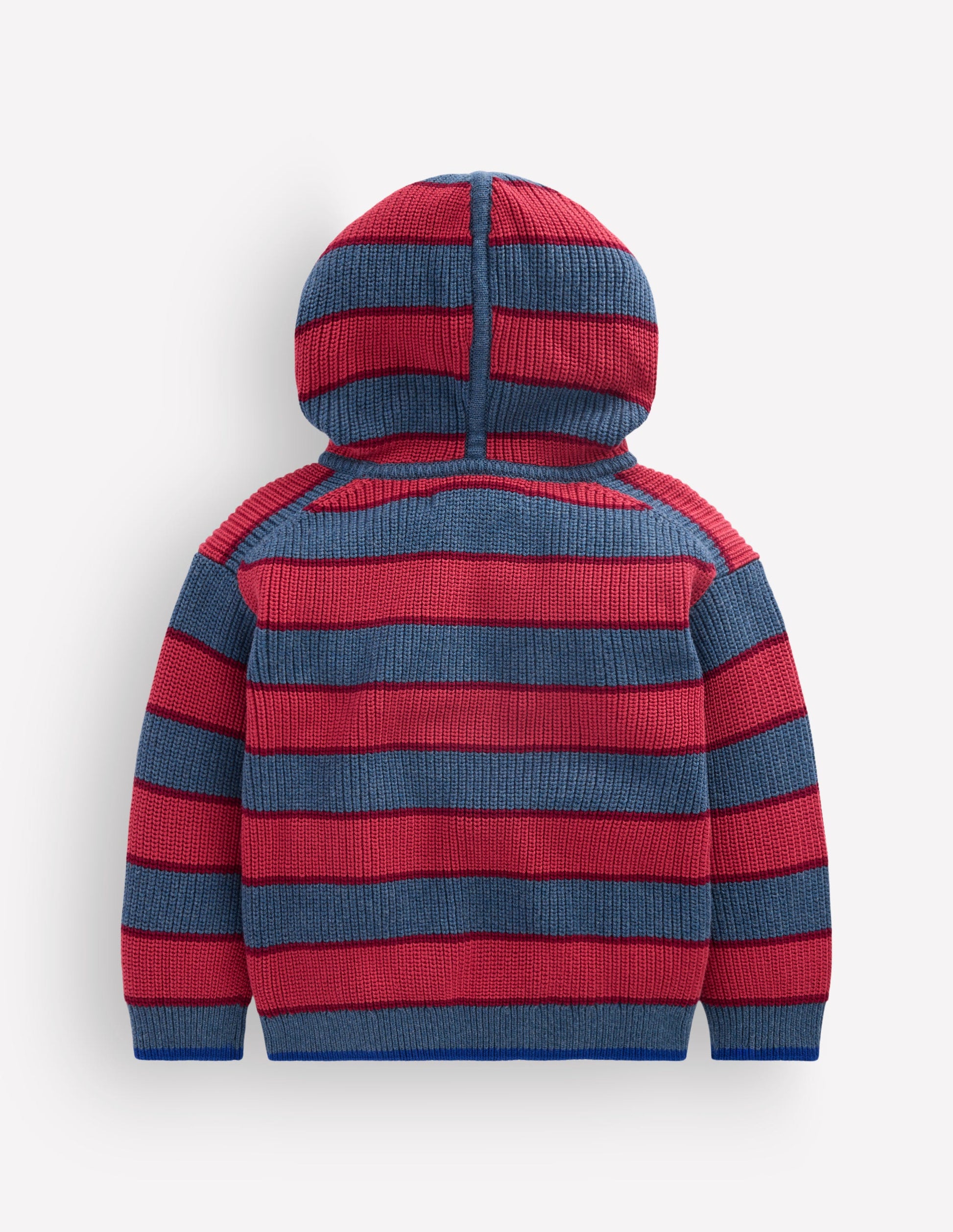 Grobstrick-Kapuzenpullover aus Baumwolle-Denim-Blau mit Streifen-2
