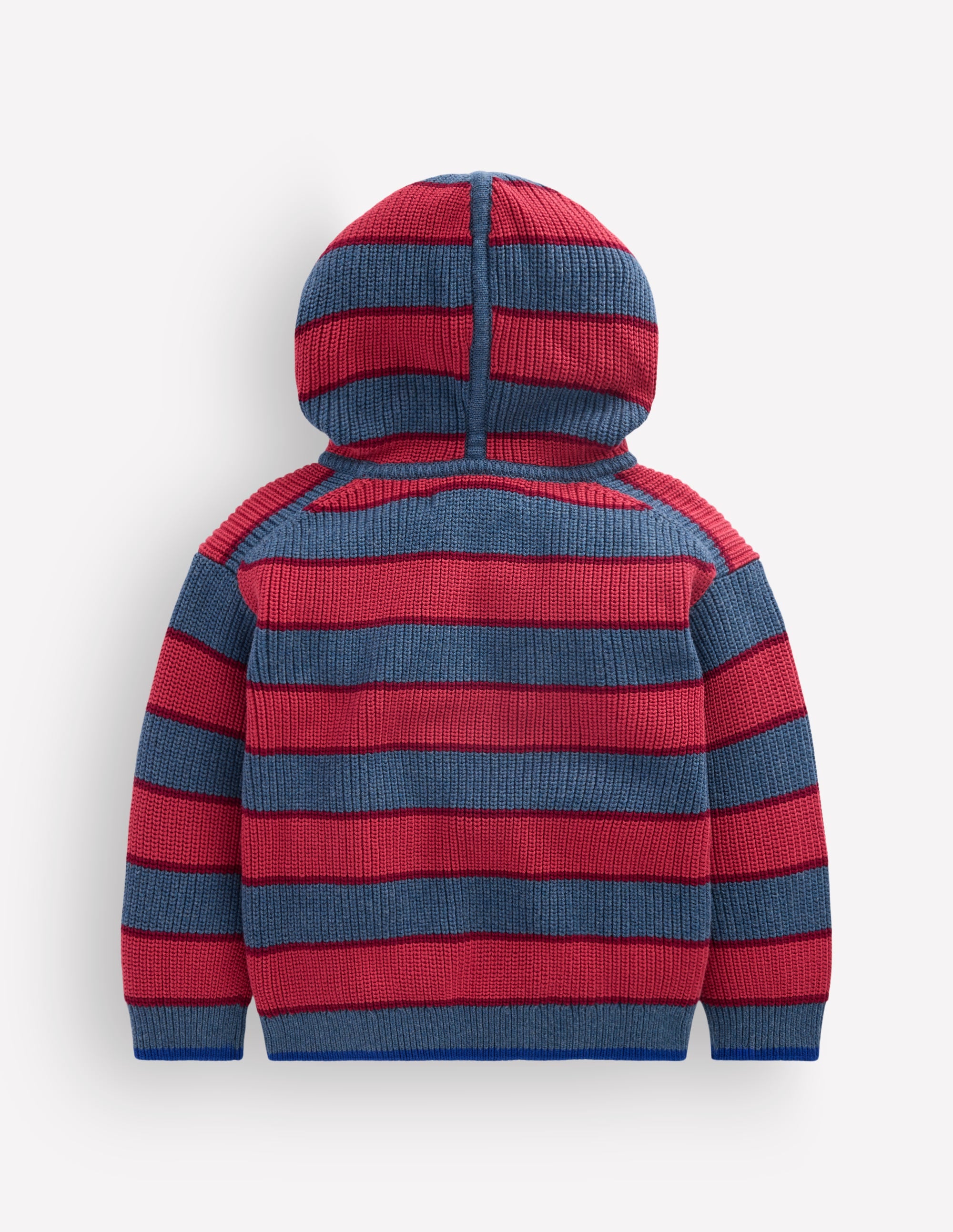 Grobstrick-Kapuzenpullover aus Baumwolle-Denim-Blau mit Streifen - Image 2