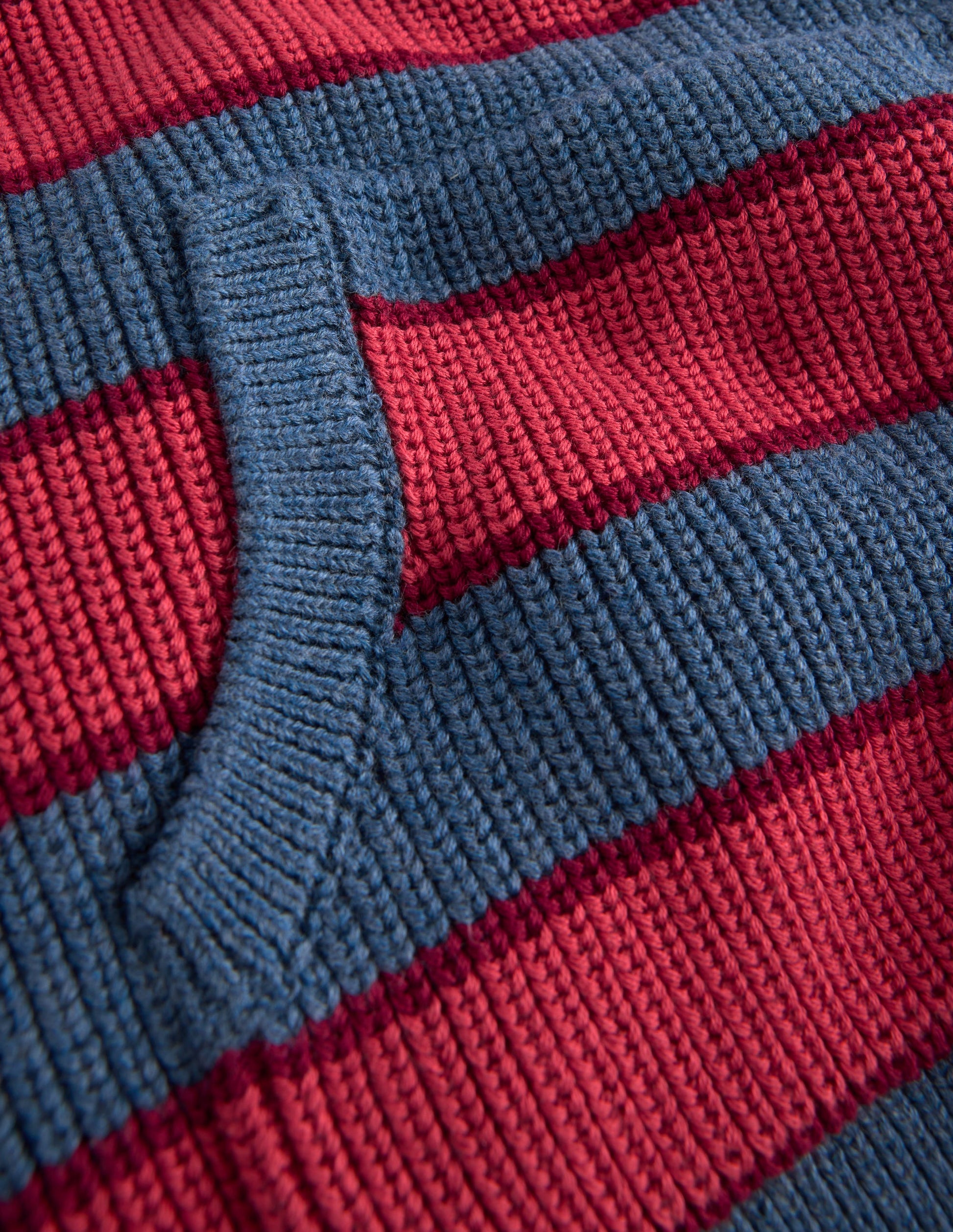 Grobstrick-Kapuzenpullover aus Baumwolle-Denim-Blau mit Streifen-3