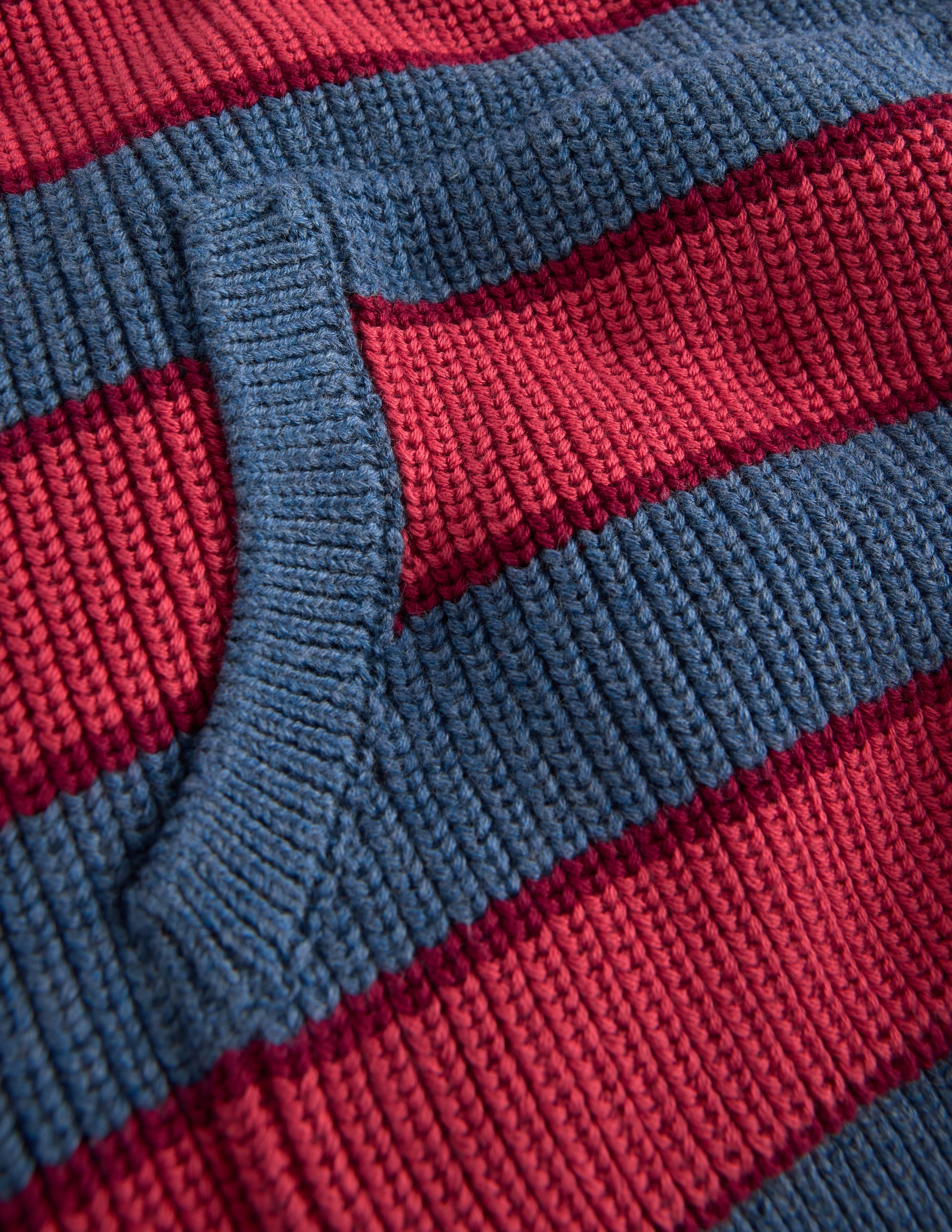 Grobstrick-Kapuzenpullover aus Baumwolle-Denim-Blau mit Streifen - Image 3