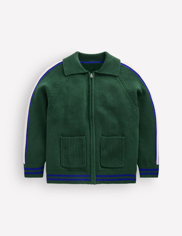 Schicker Pullover mit Reißverschluss-Braunschweigisches Grün Meliert