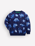 Im Dunkeln leuchtendes, bedrucktes Sweatshirt-Schuluniform-Marineblau Dino