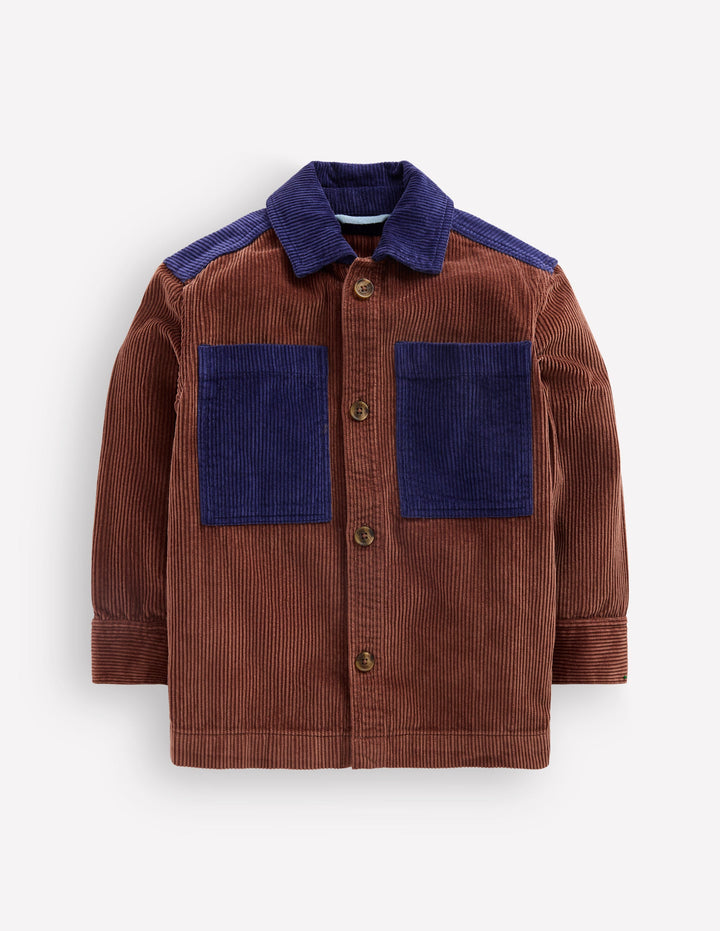 Hemdjacke mit Brusttaschen-Waldbraun