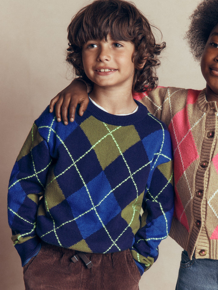 Argyle Jumper-College Navy