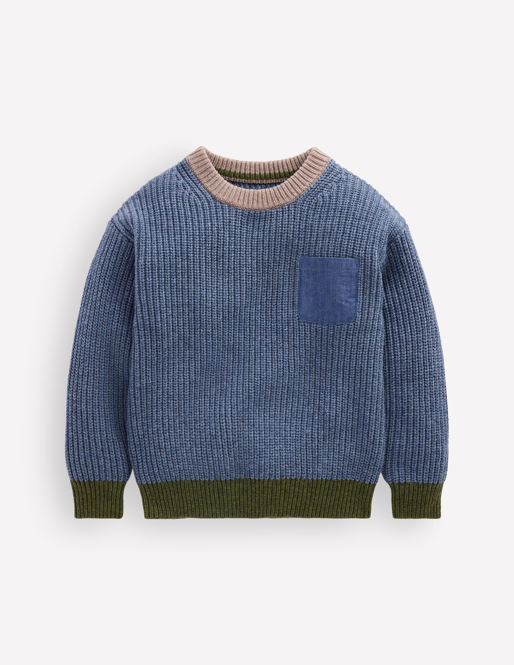Pullover mit Kontrasttasche-Marineblau Meliert - Image 5