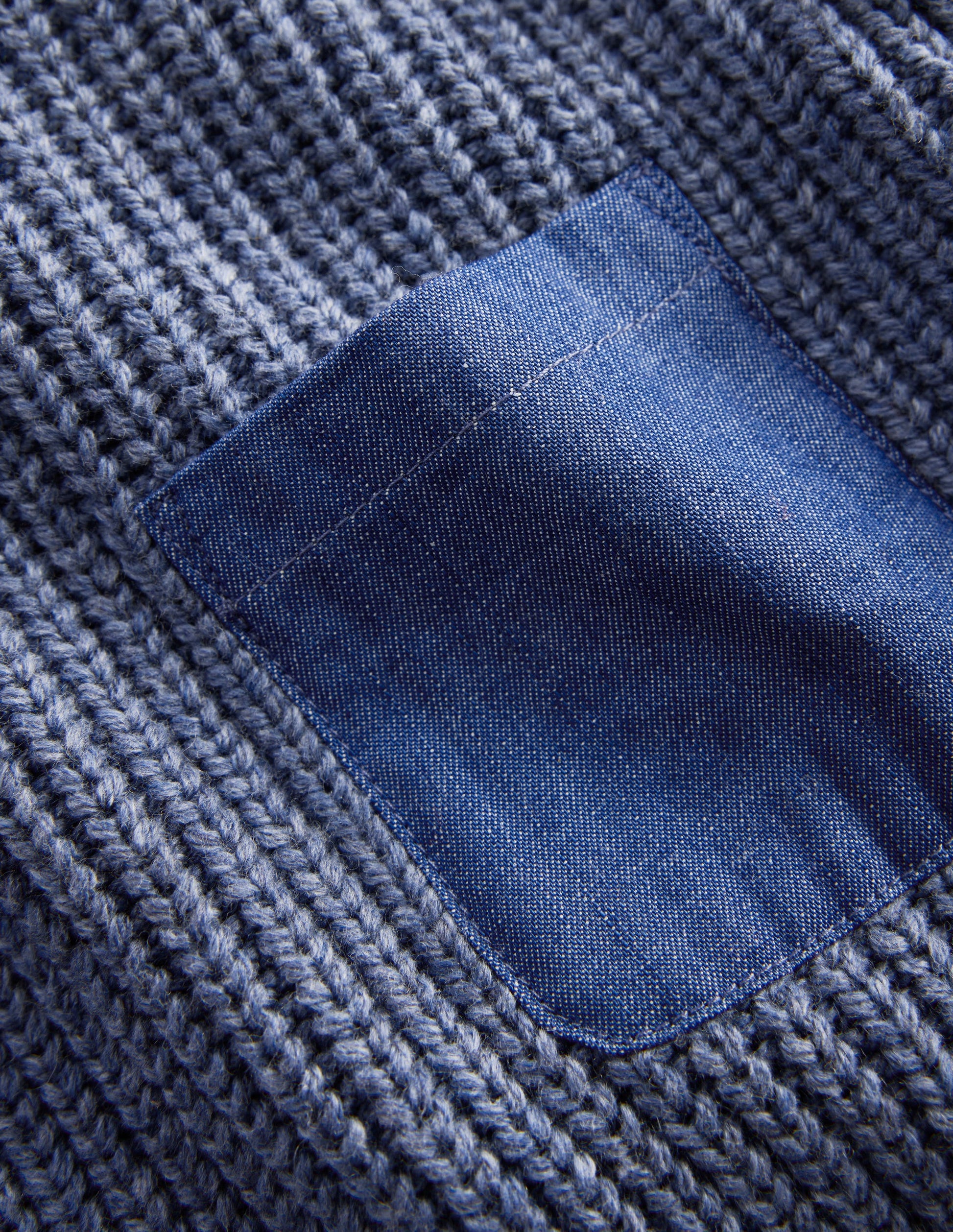 Pullover mit Kontrasttasche-Marineblau Meliert-7