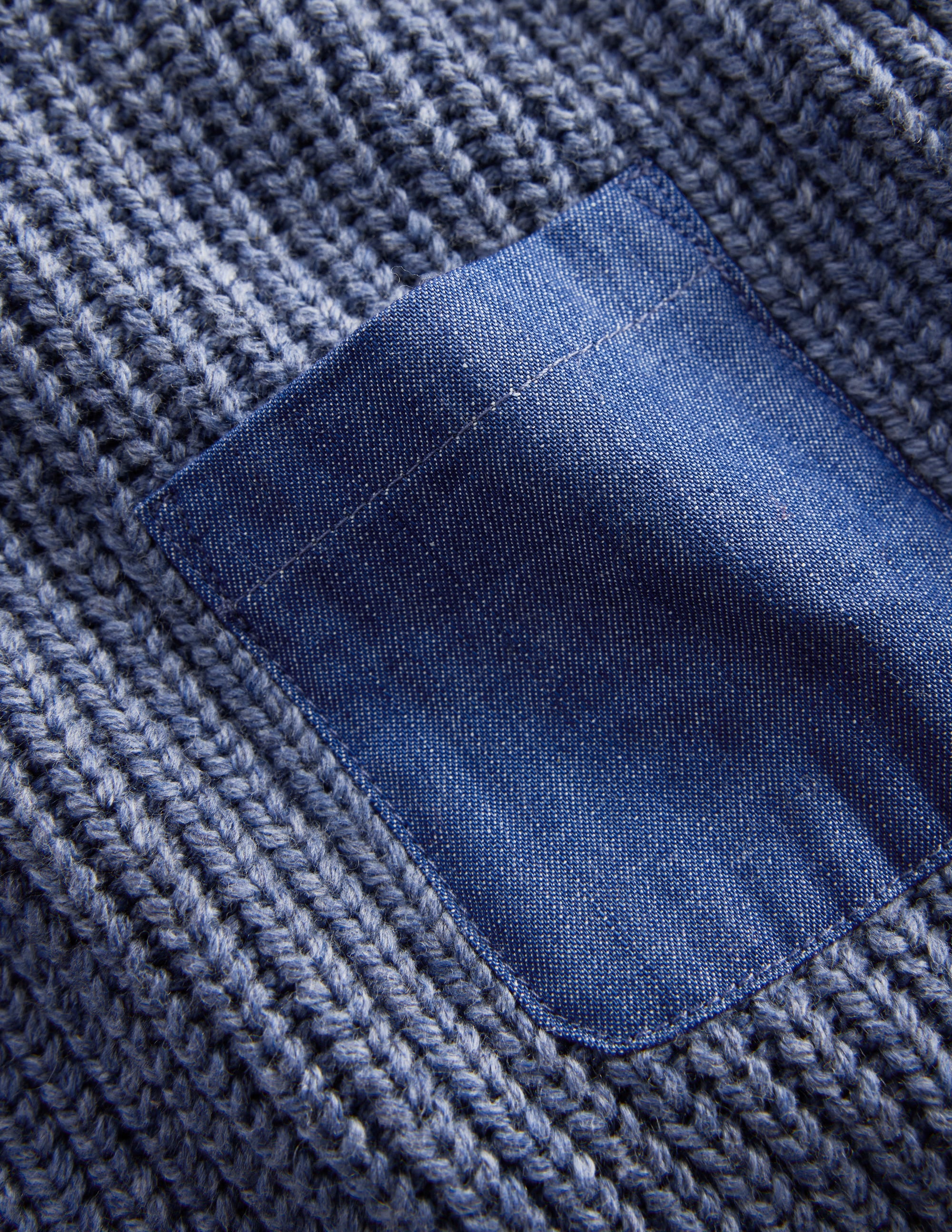 Pullover mit Kontrasttasche-Marineblau Meliert - Image 7