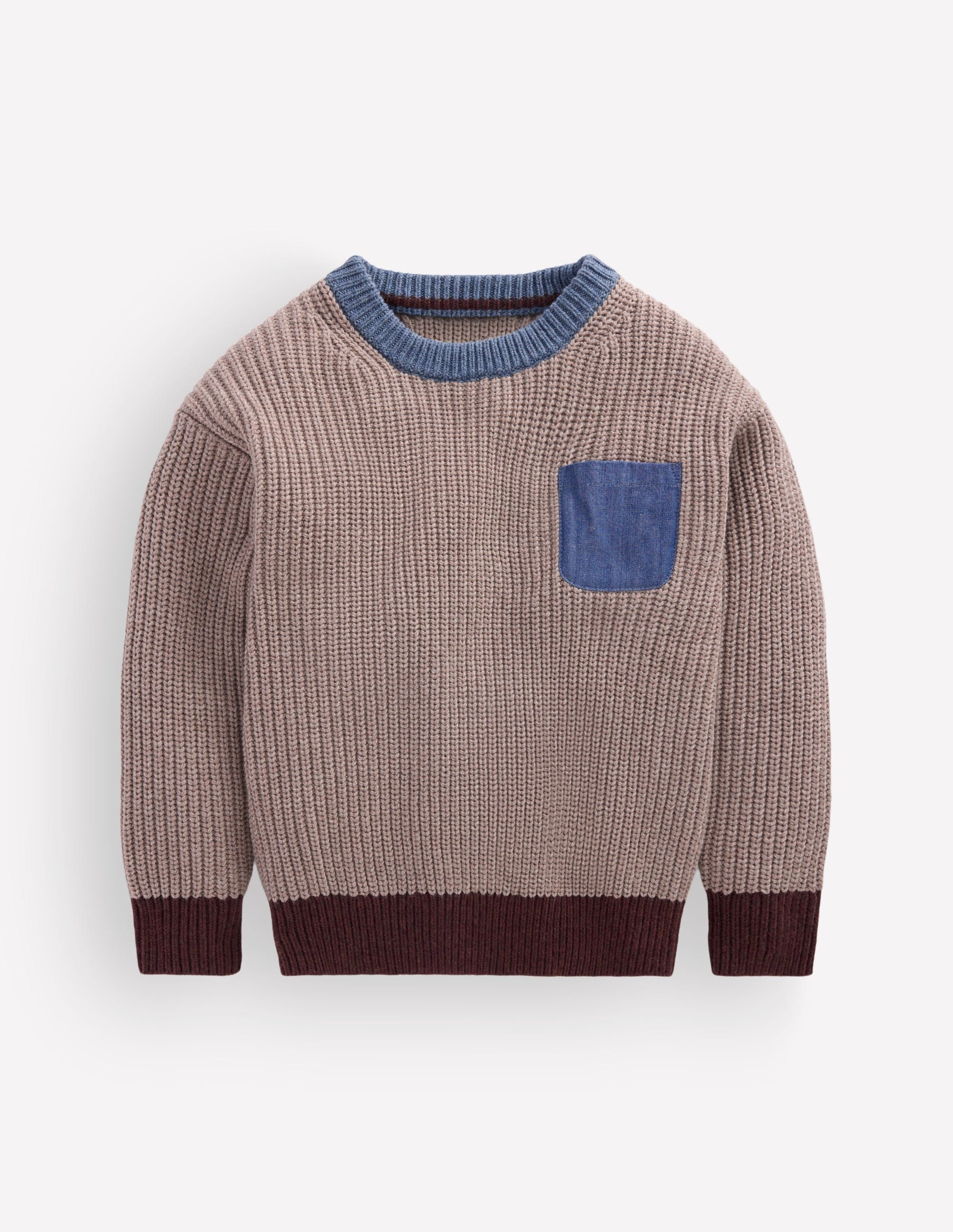 Contrast Pocket Jumper-Stone Melange-1