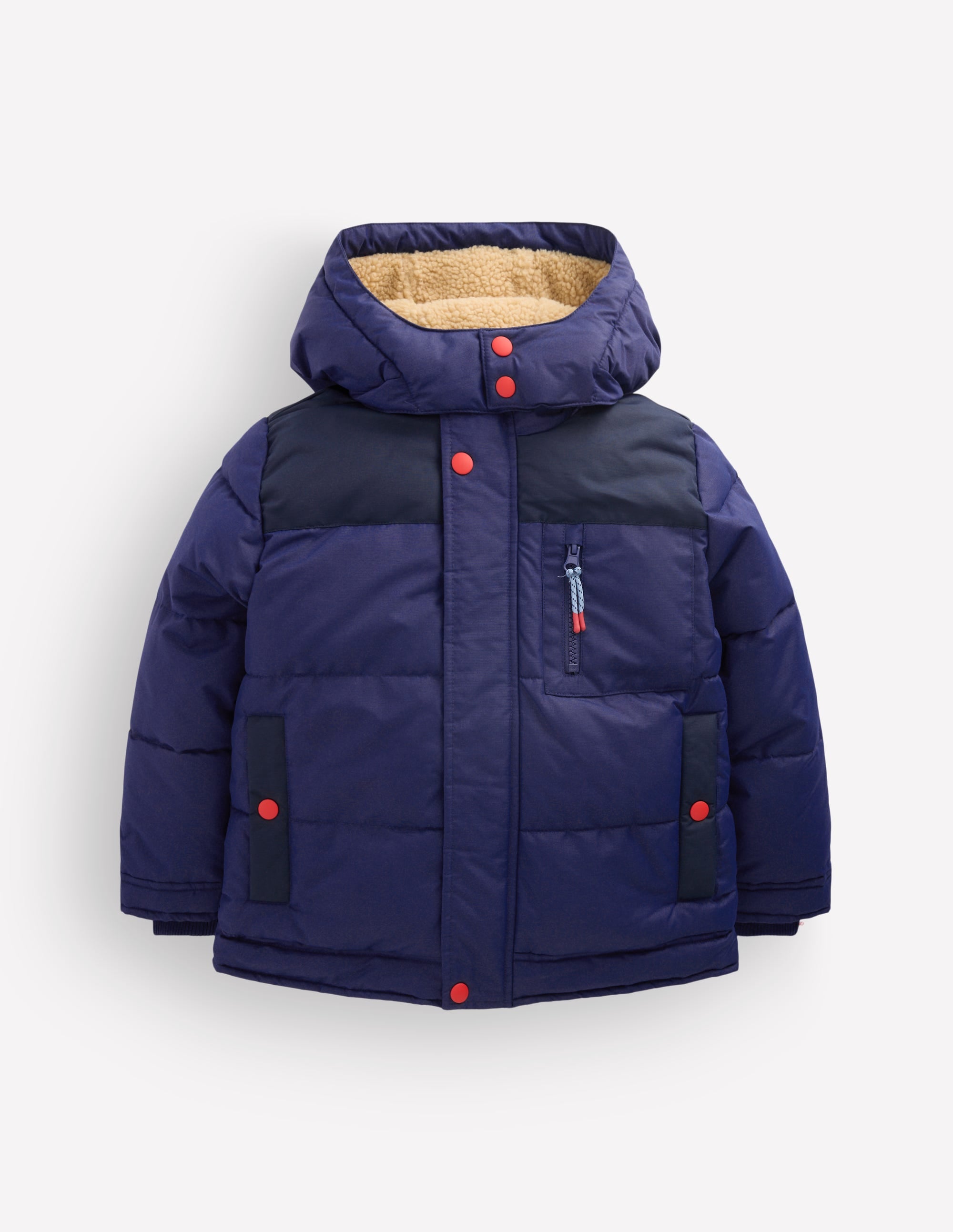 Borg Lined Puffer Coat-College Navy - Image 6