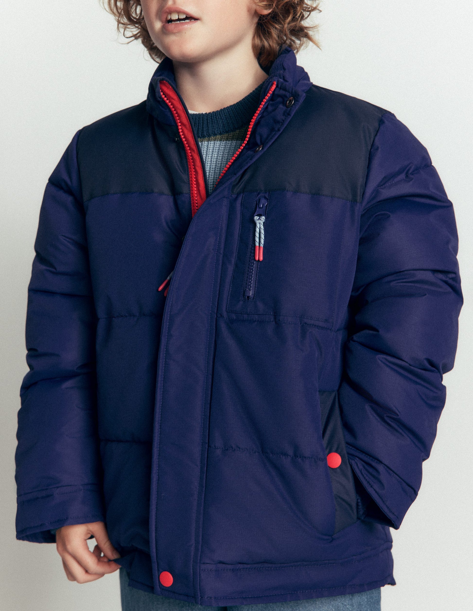 Borg Lined Puffer Coat-College Navy-3