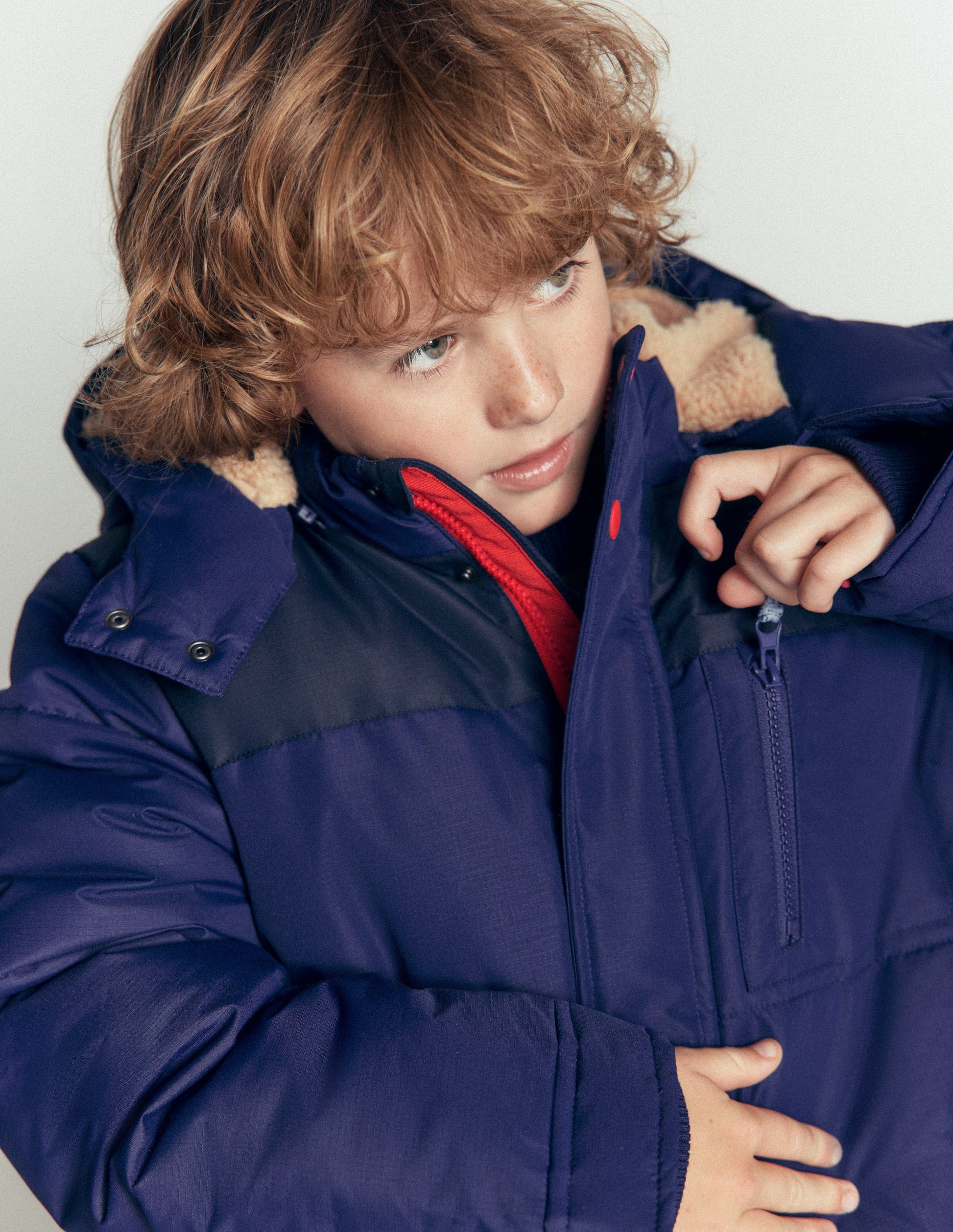 Borg Lined Puffer Coat-College Navy-5