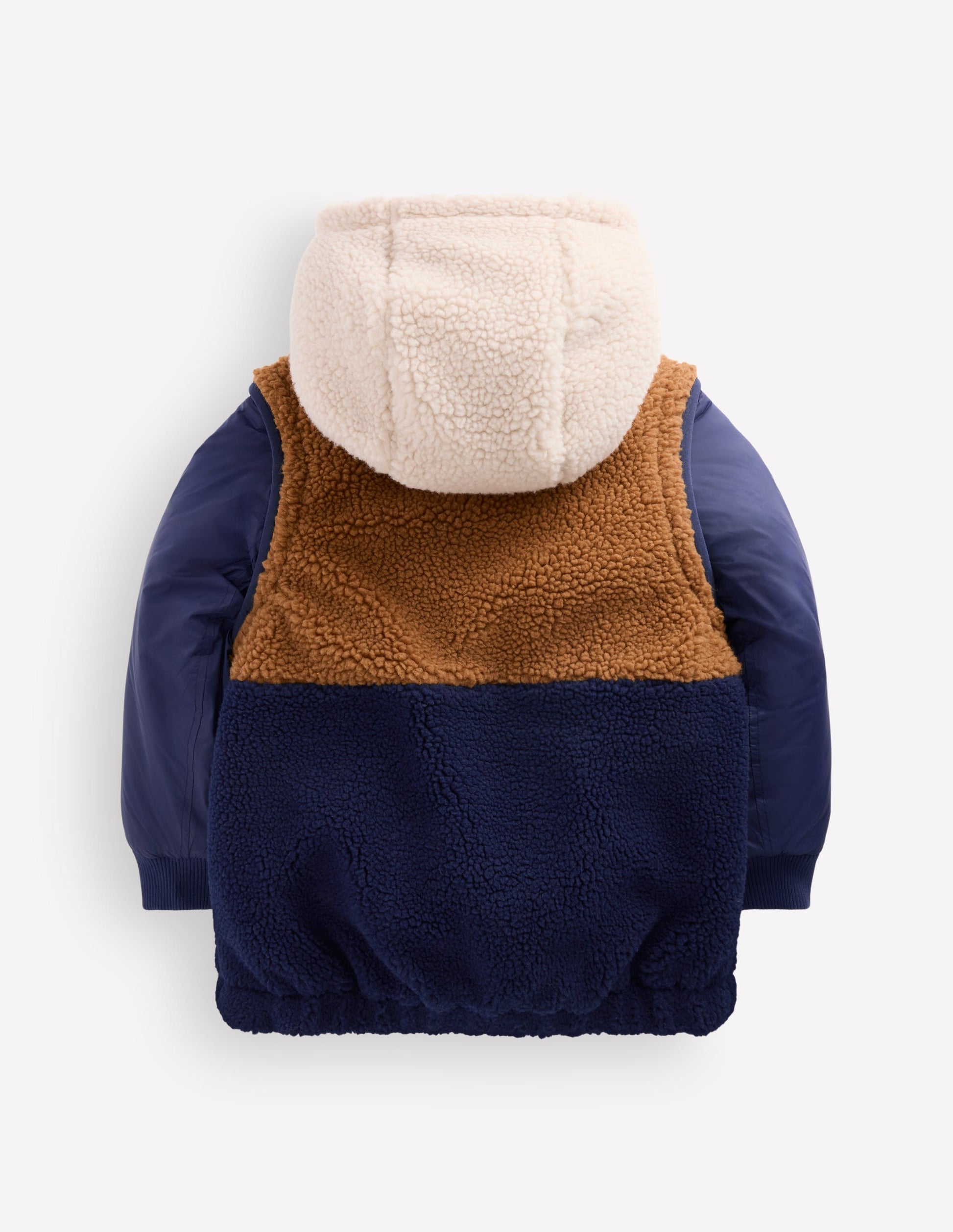 Veste 2-en-1 en borg mélangé à empiècements-Bleu marine-2