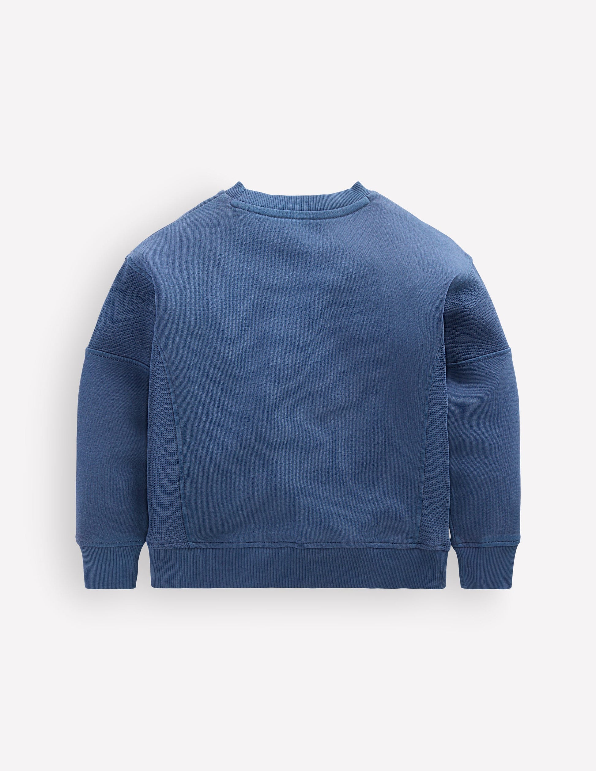 Stückgefärbter Pullover aus Waffel-Mix-Denim-Blau-2