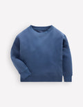 Stückgefärbter Pullover aus Waffel-Mix-Denim-Blau