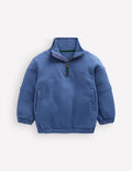 Sweatshirt mit Halbreißverschluss-Denim-Blau