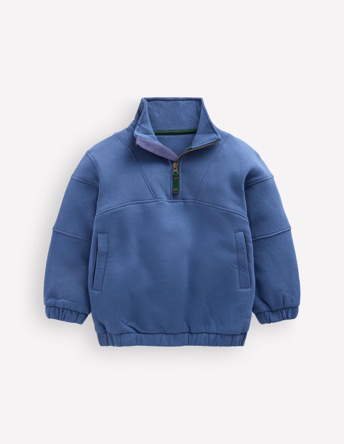 Sweatshirt mit Halbreißverschluss-Denim-Blau - Image 1