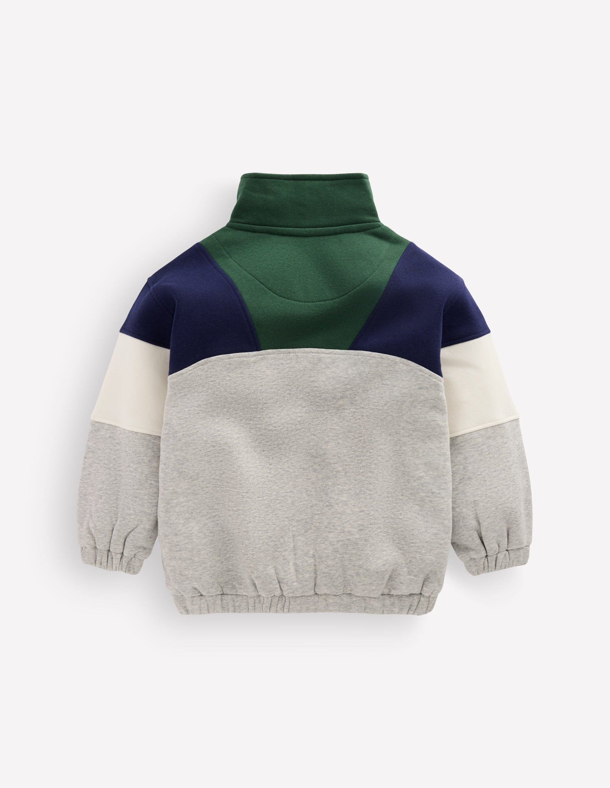 Sweatshirt mit Halbreißverschluss-Dunkelgrau, Blockfarben-2