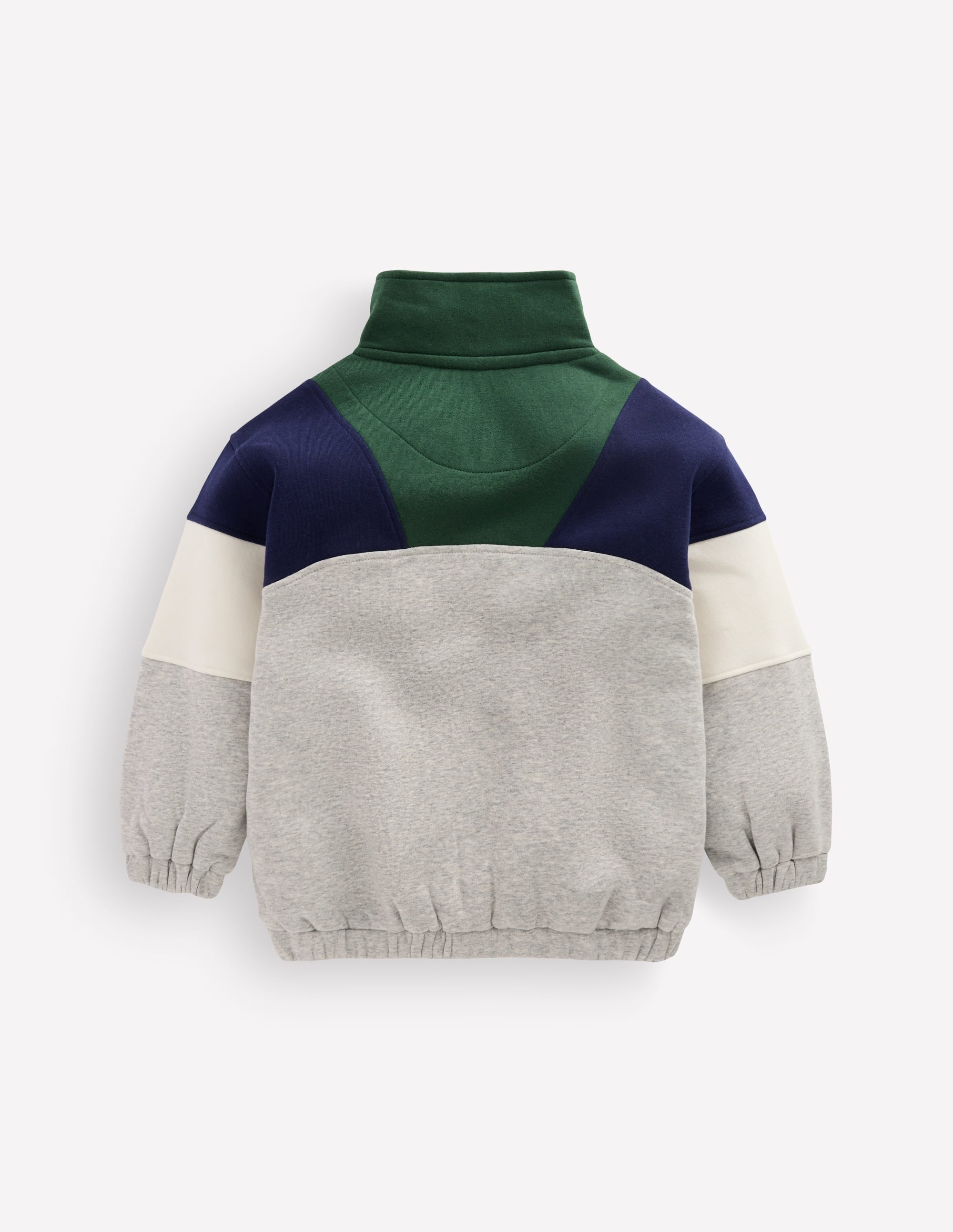Sweatshirt mit Halbreißverschluss-Dunkelgrau, Blockfarben - Image 2