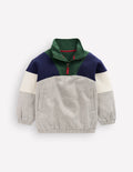 Sweatshirt mit Halbreißverschluss-Dunkelgrau, Blockfarben