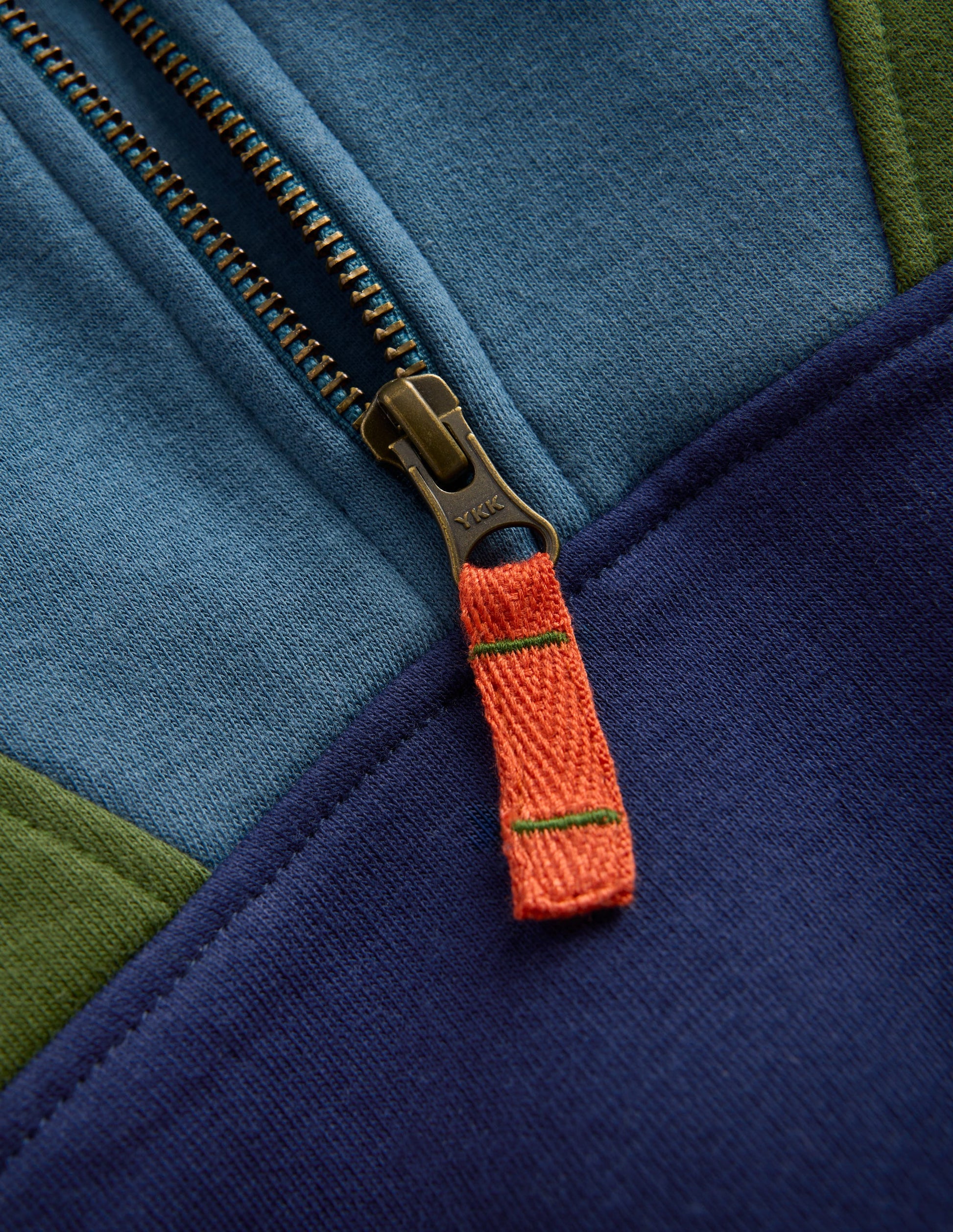 Sweat partiellement zippé-Colourblock vert Brunswick-3